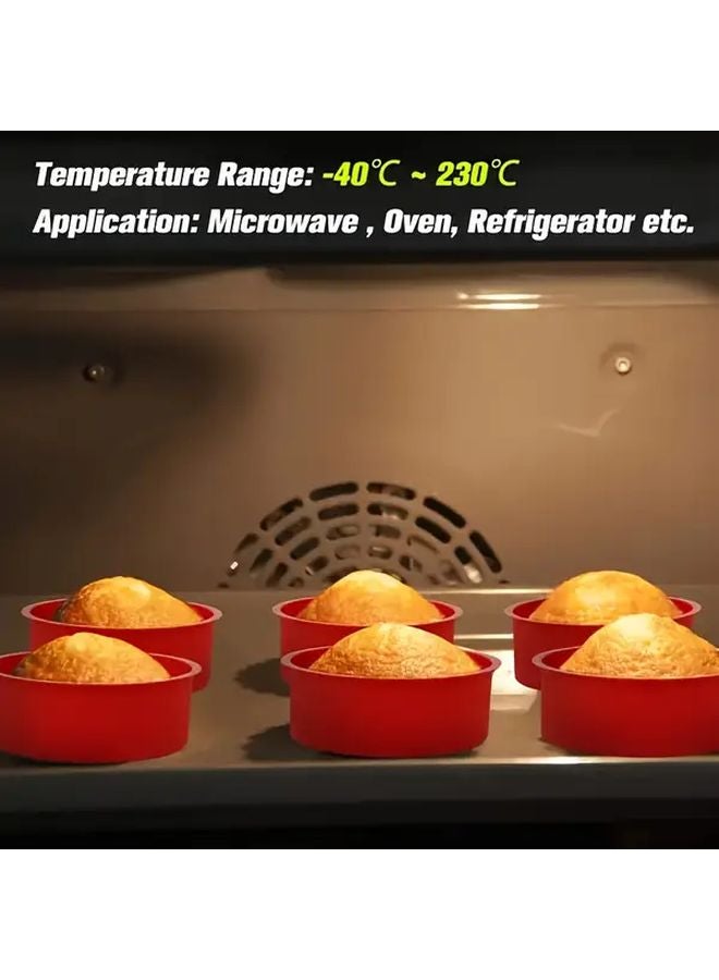Red Silicone Baking Molds Set Of 8 4 Inch Non Stick Reusable Cake Dessert Pans - Image 2